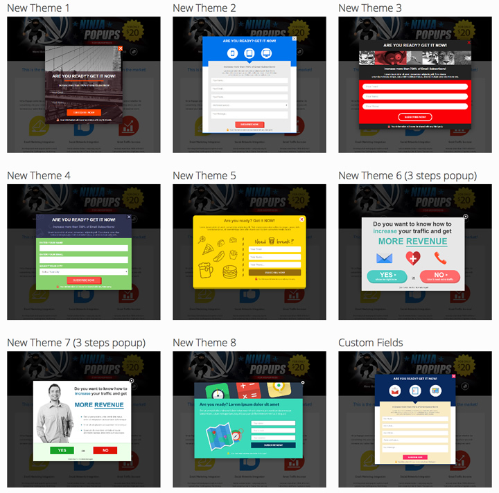 ninja popups themes